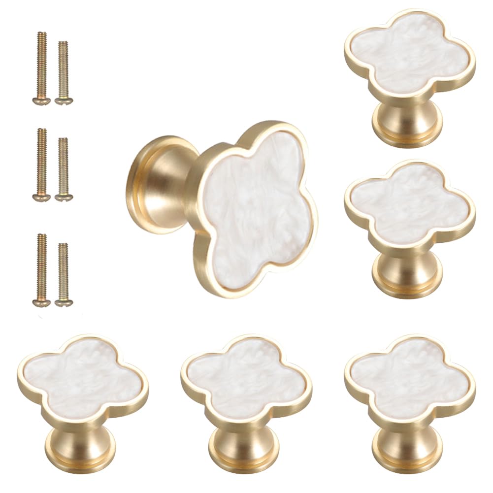 SSYHQAX brass four-leaf clover knobs upgrade cabinets with durable elegance.