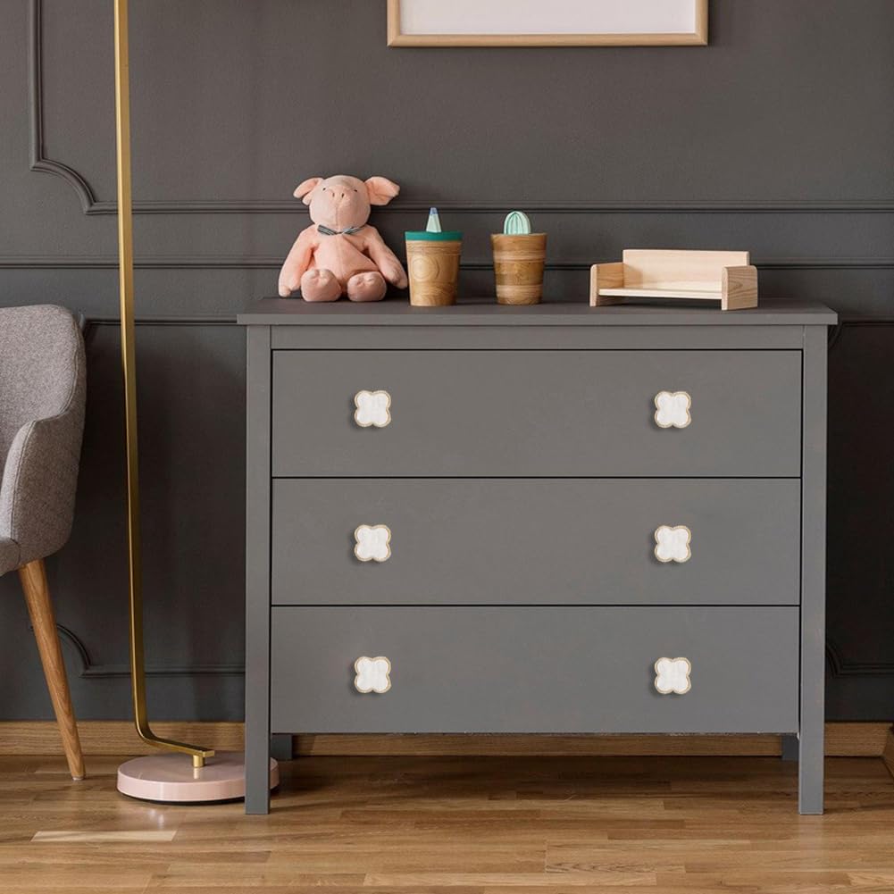 SSYHQAX metal dresser knobs in four-leaf clover style brighten bedroom furniture.