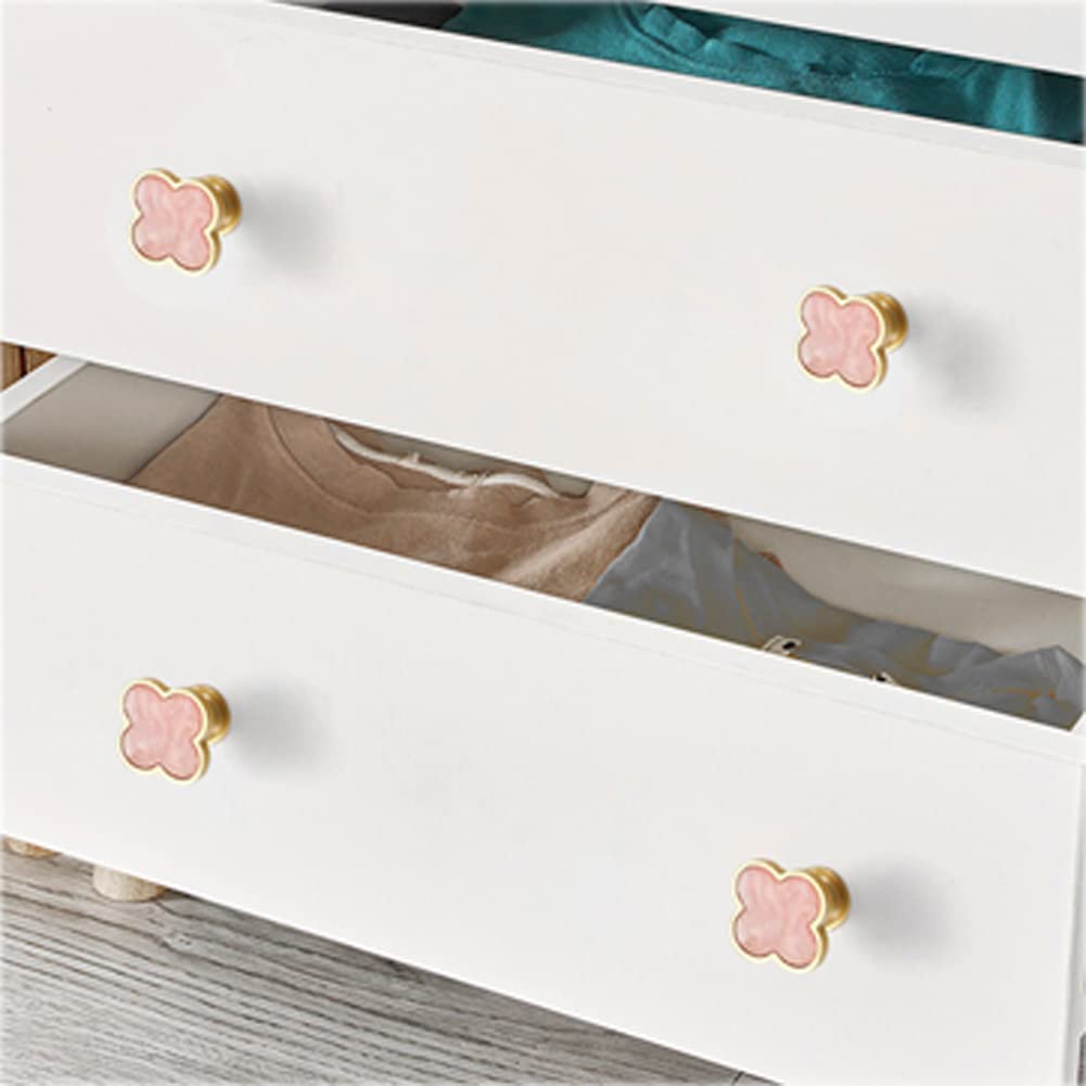 SSYHQAX pink four-leaf clover knob installs quickly and easily