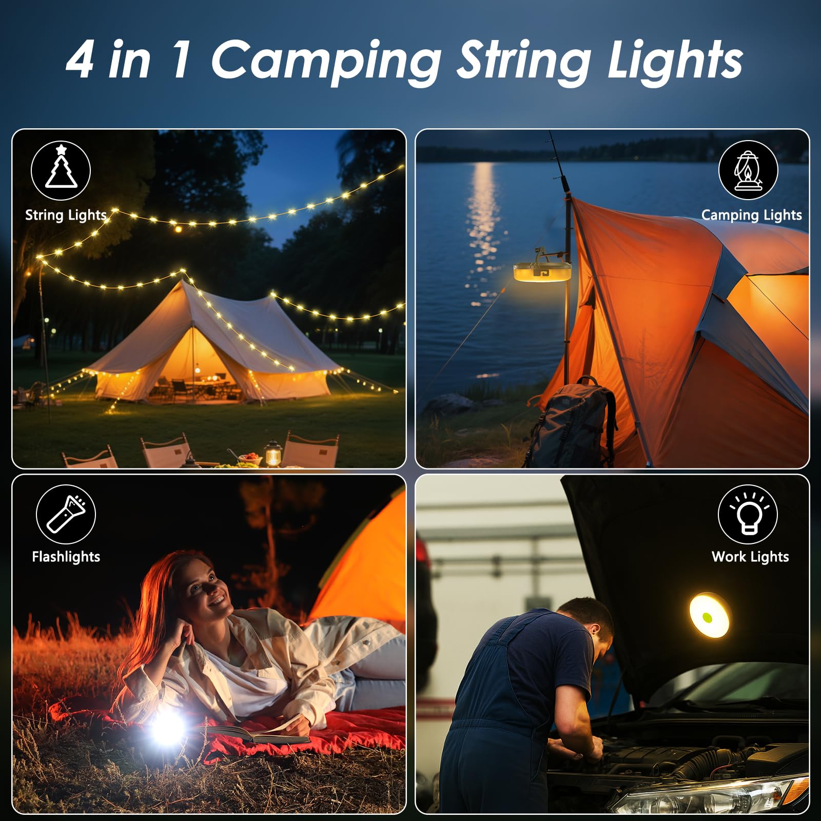 Staaricc 4-in-1 camp light with hanging loop, ideal for quick setup.