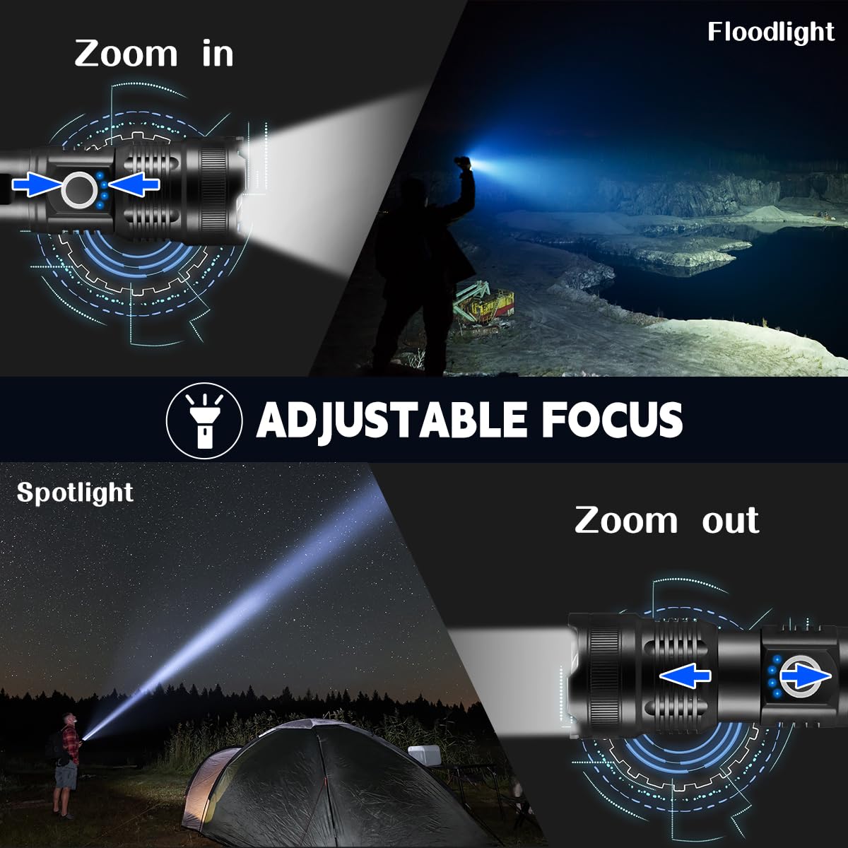 Staaricc adjustable-focus head lets you switch floodlight or spotlight easily