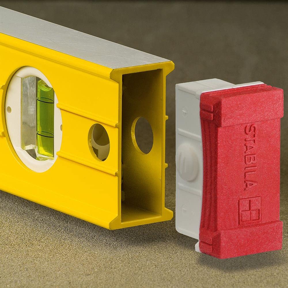 Removable end caps on Stabila 37424 enable flush measurement in tight corners