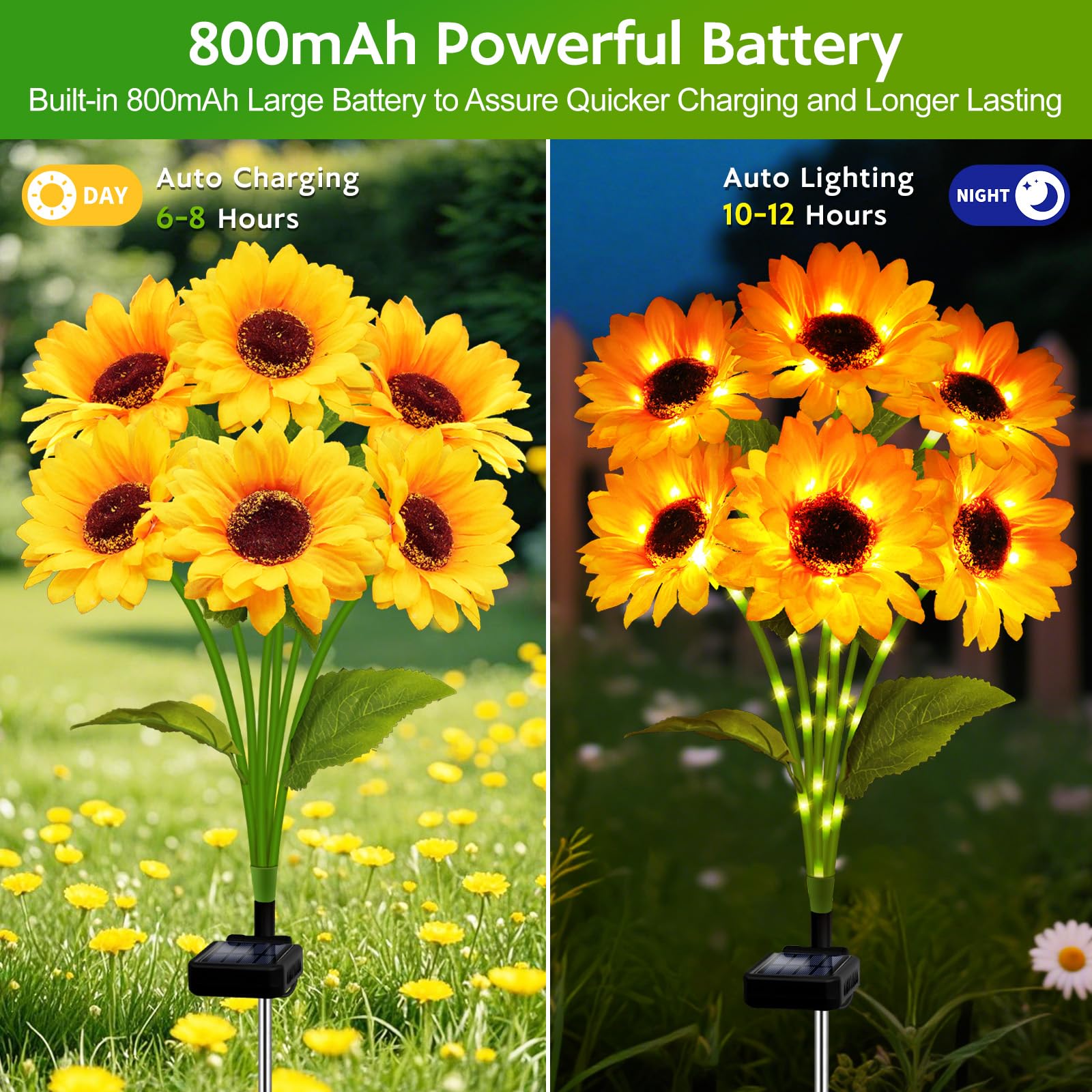 Stadeco solar sunflower lights are IP65 waterproof for all weather use