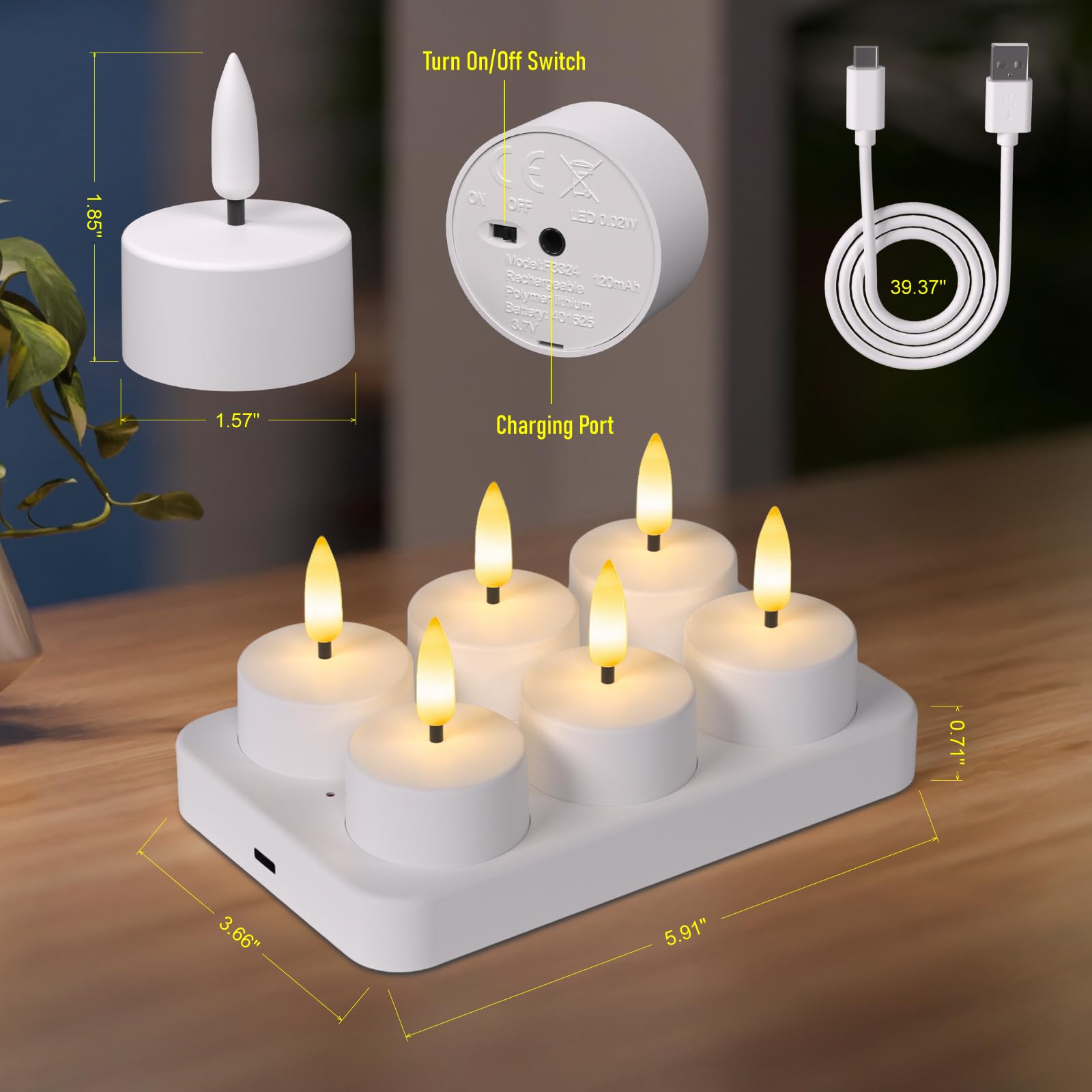 Staerysky LED flame close-up with lifelike flicker for ambiance.