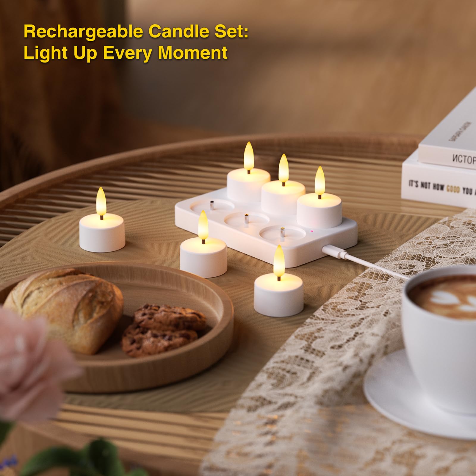 Staerysky USB charging cable powers candles without disposable batteries.