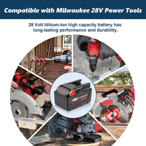 One battery powers a whole Milwaukee 28V tool collection.