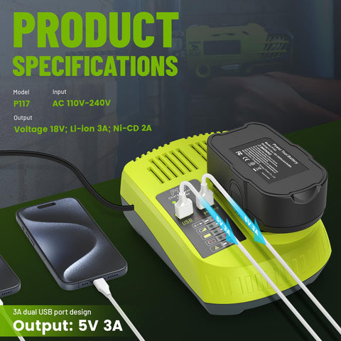 Stairlie P117 charger with dual USB ports for convenient on-the-go charging.