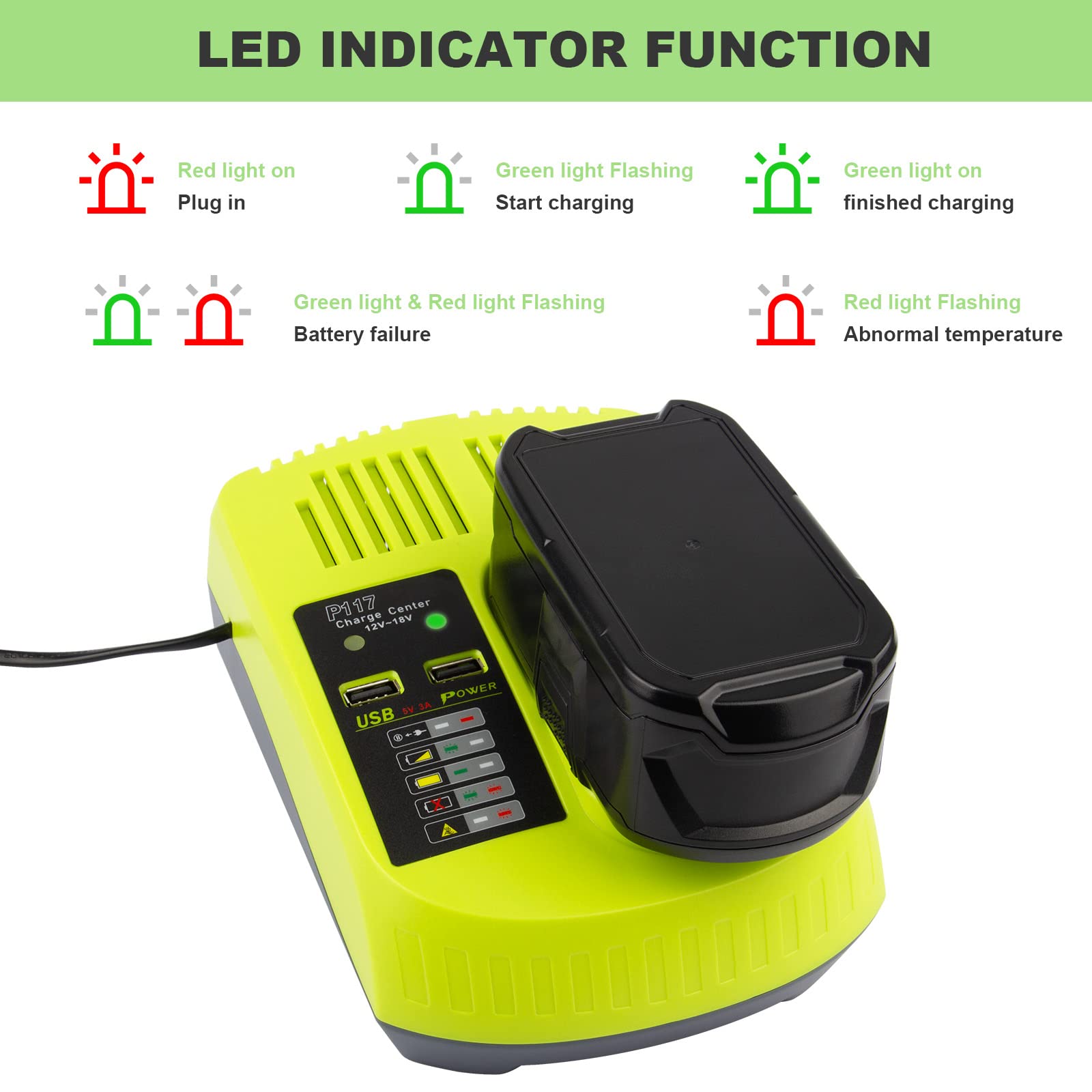 Stairlie P117 safety features include overload and temperature protection to safeguard batteries.