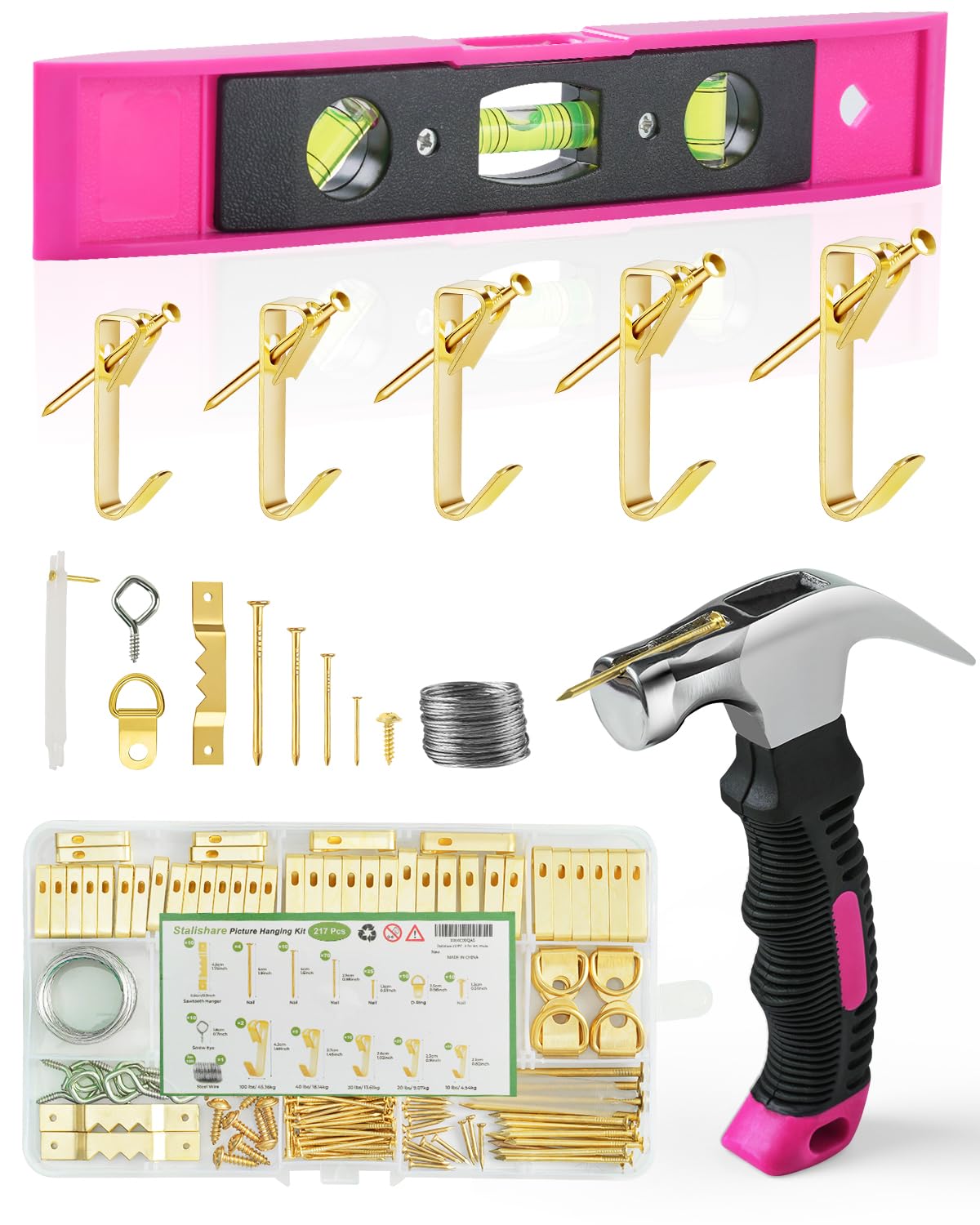 Stalishare magnetic hammer for precise nail placement during wall hangs.