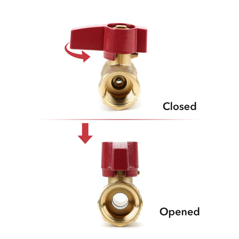 Stanbroil brass shut-off valve provides quick on/off control.