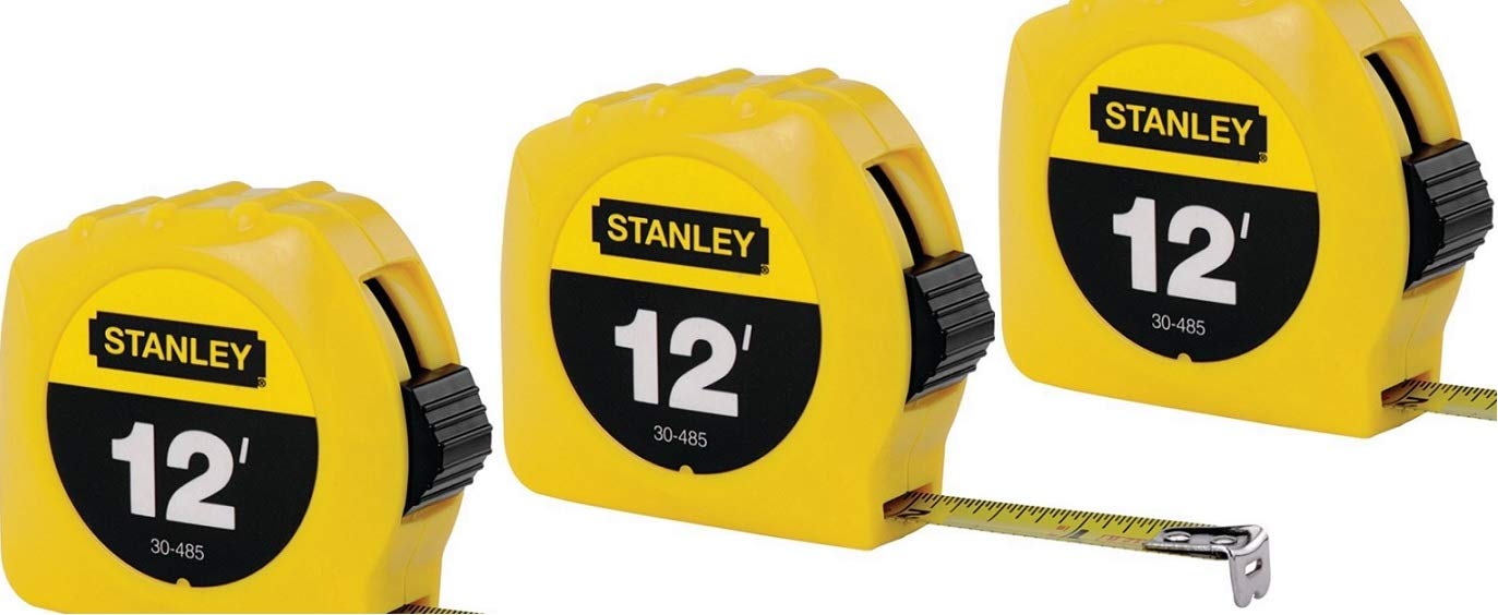 Stanley 30-485 tape rule with yellow case for quick visibility and reliable measurements.