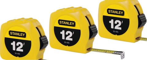 Stanley 30-485 tape rule with yellow case for quick visibility and reliable measurements.