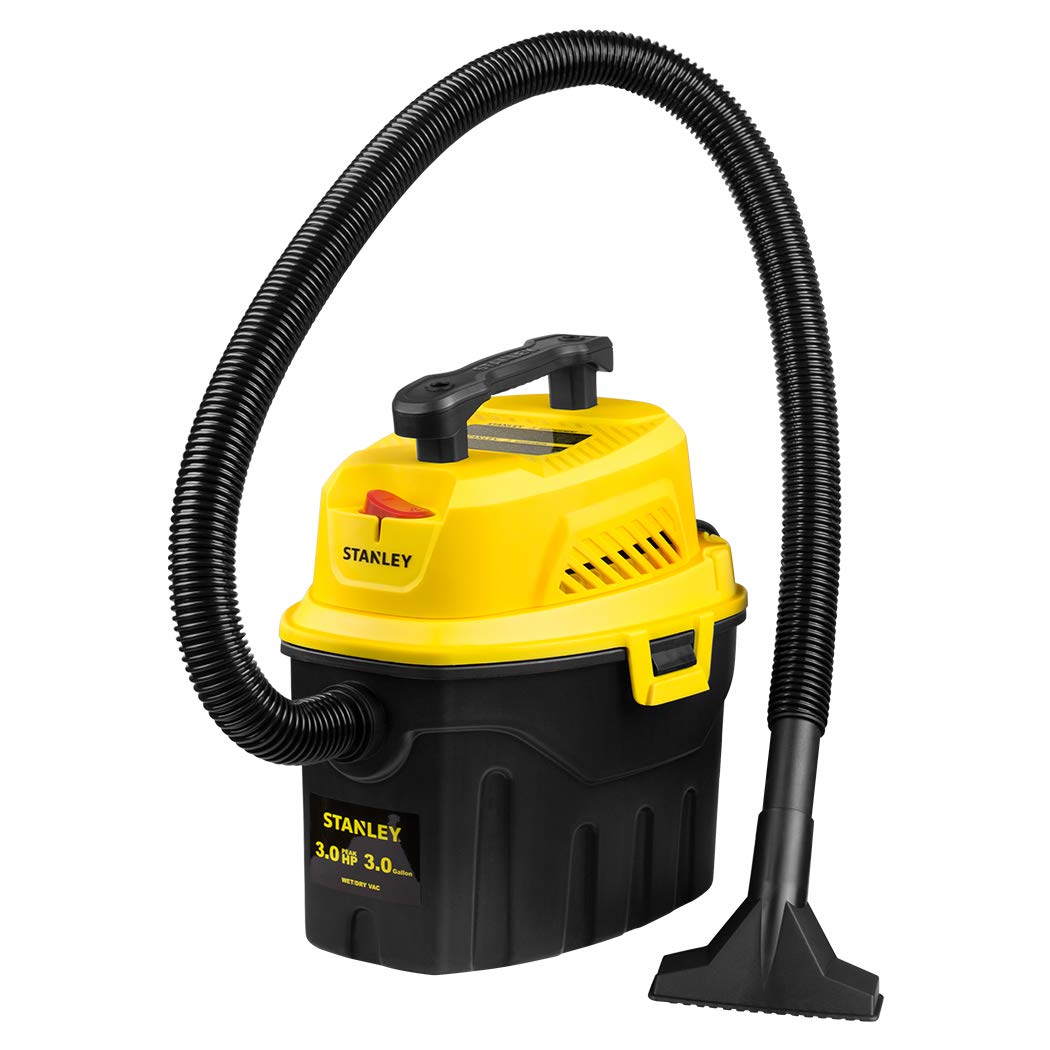 Stanley 3-gallon wet/dry vac top view showing compact portability and quick cleanup