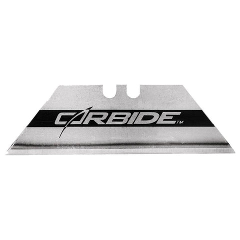 Close-up of Stanley carbide blade edge highlighting durability for roofing and drywall tasks.