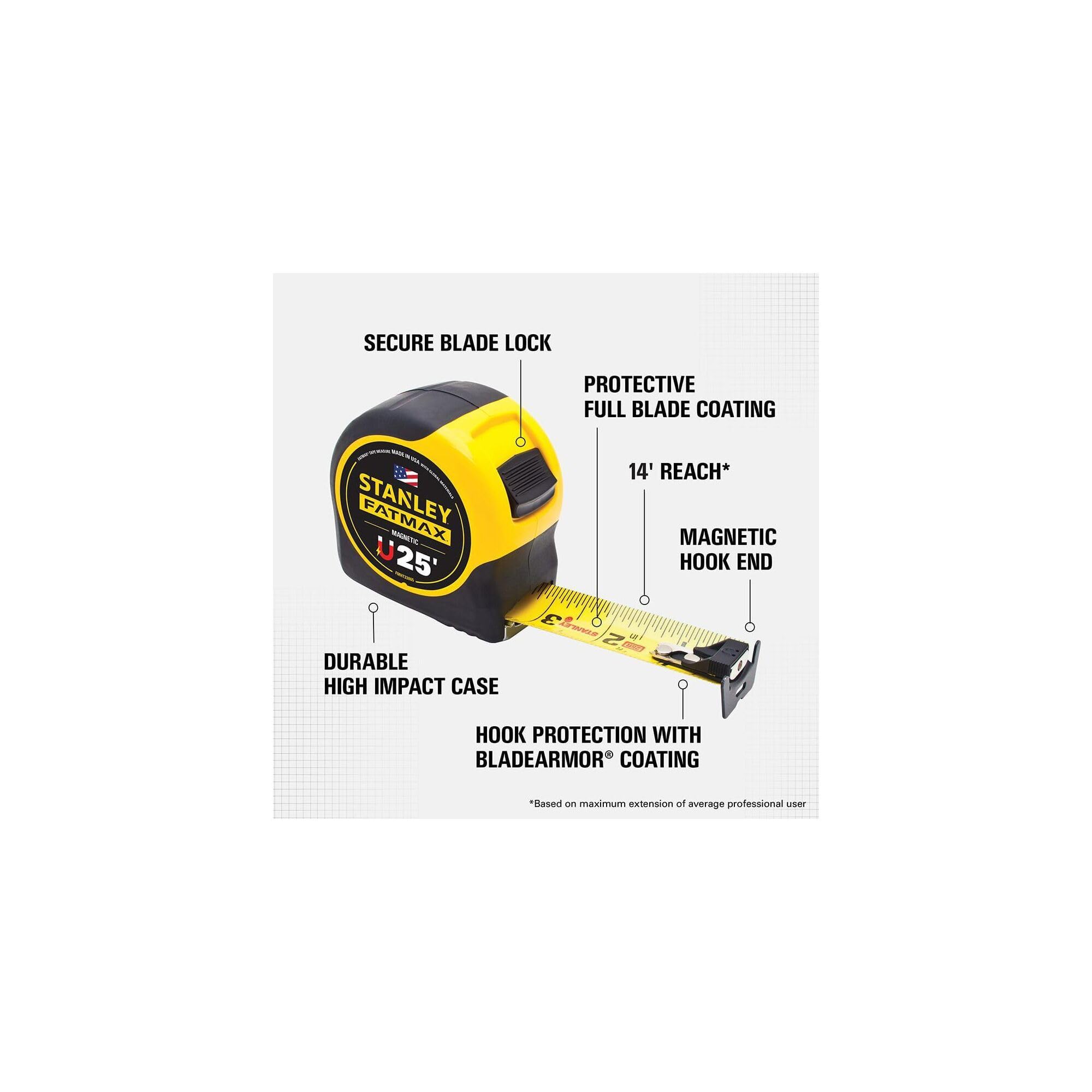 Stanley FatMax 25ft magnetic tape with 11-foot standout extended reach