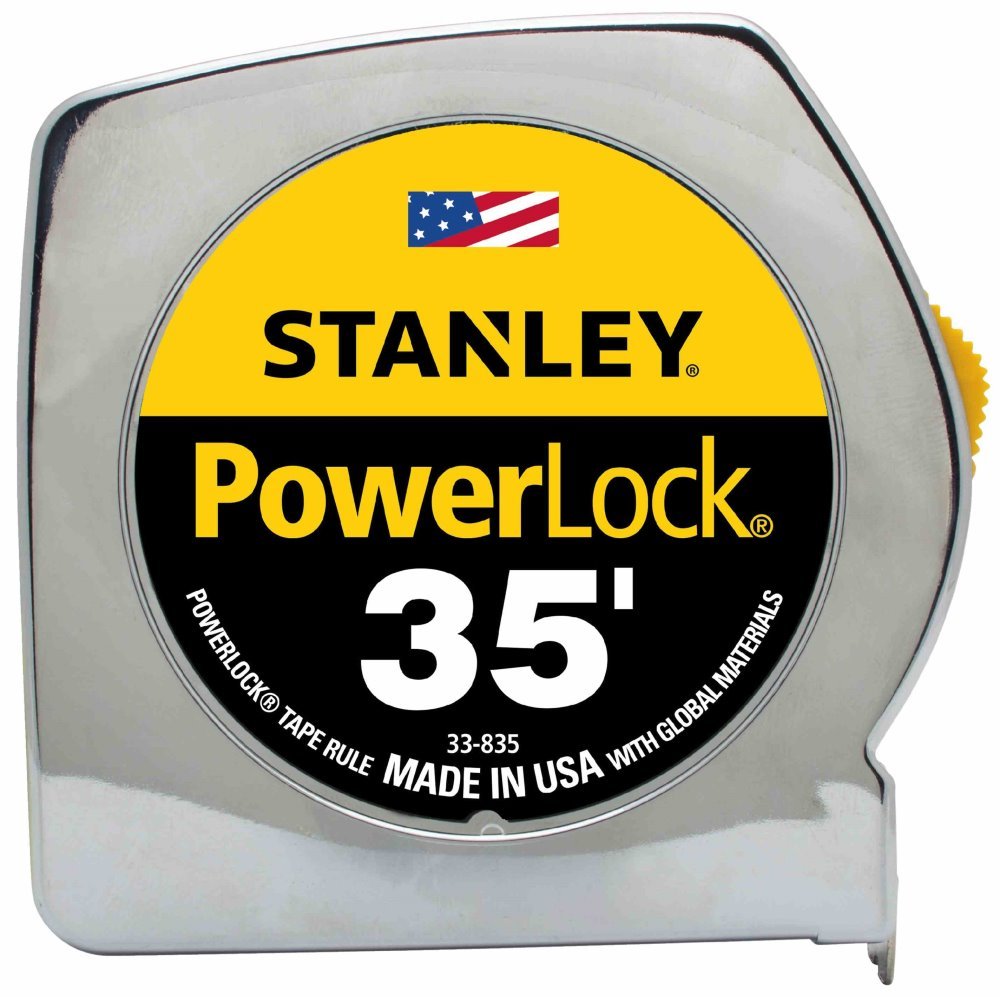 STANLEY PowerLock 35ft pocket tape measure case for on-site protection.