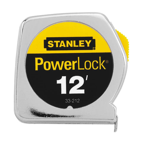 STANLEY PowerLock 12 ft cast-metal case protecting the tool on heavy-duty jobs.