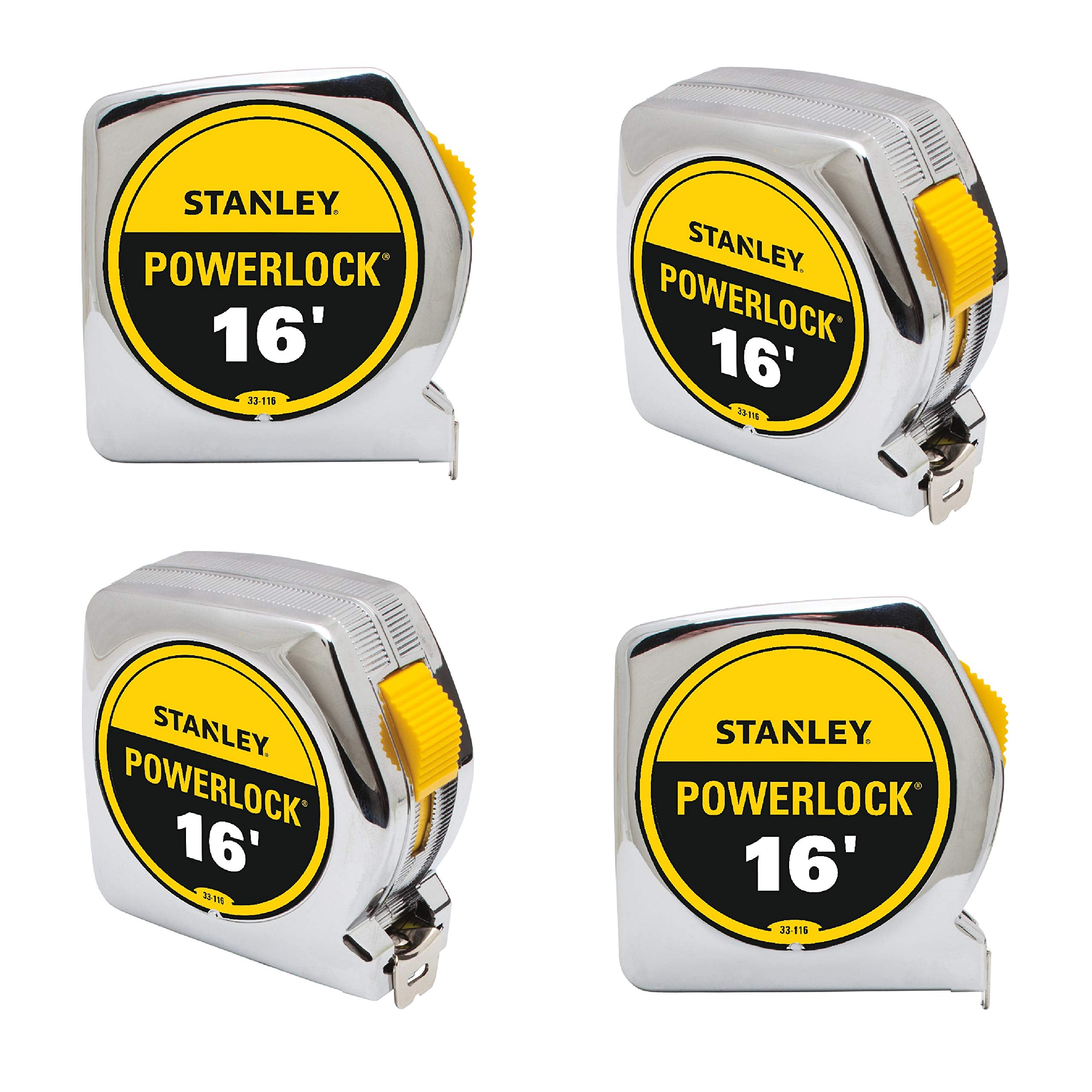 Stanley PowerLock 16ft tape rule with yellow blade for quick measurements on the job.
