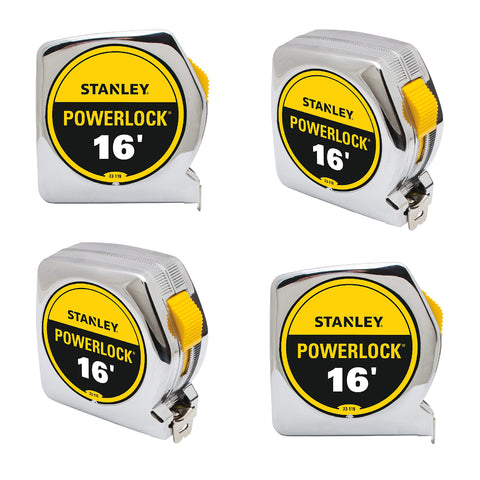 Stanley PowerLock 16ft tape rule with yellow blade for quick measurements on the job.