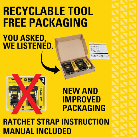 STANLEY S1007 straps in-use securing cargo on a truck bed.