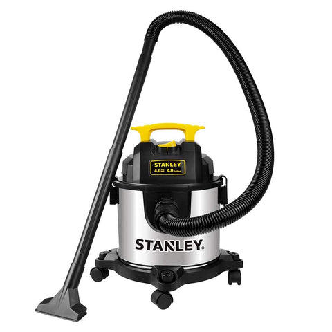 STANLEY SL18301-4B wet/dry vacuum tank highlights 4-gallon stainless steel capacity for tough messes