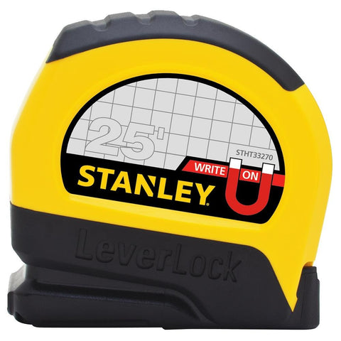 Stanley STHT33281L magnetic tip secures to metal surfaces for stable measuring.