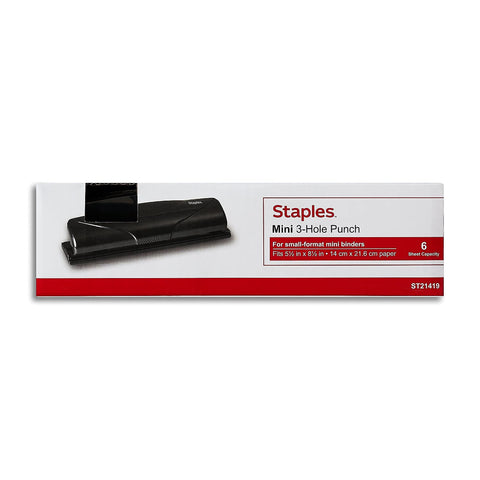 Staples compact punch saves desk space during filing