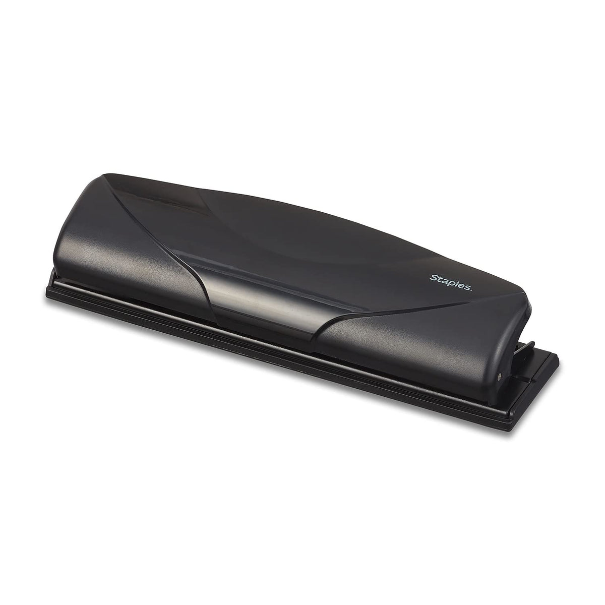 Staples Mini 3-Hole Punch showing aligned holes for neat binding