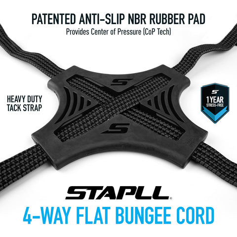 STAPLL non-slip rubber pad grip enhances stability during tie-downs.