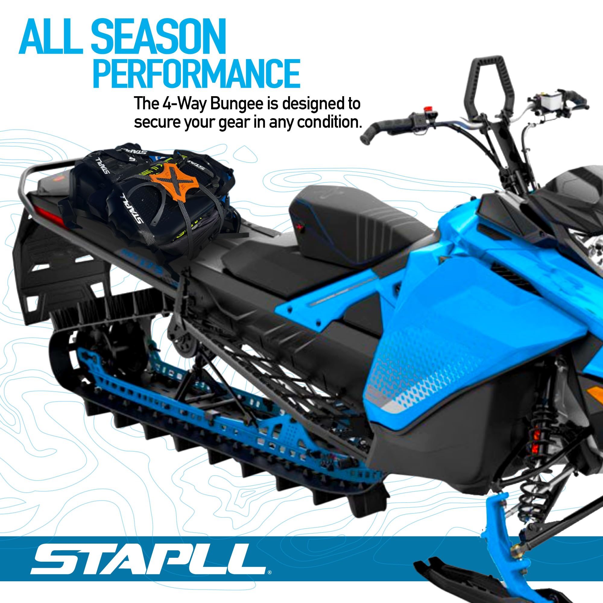 STAPLL adjustable 30-inch bungee cords with hooks simplify attaching gear.