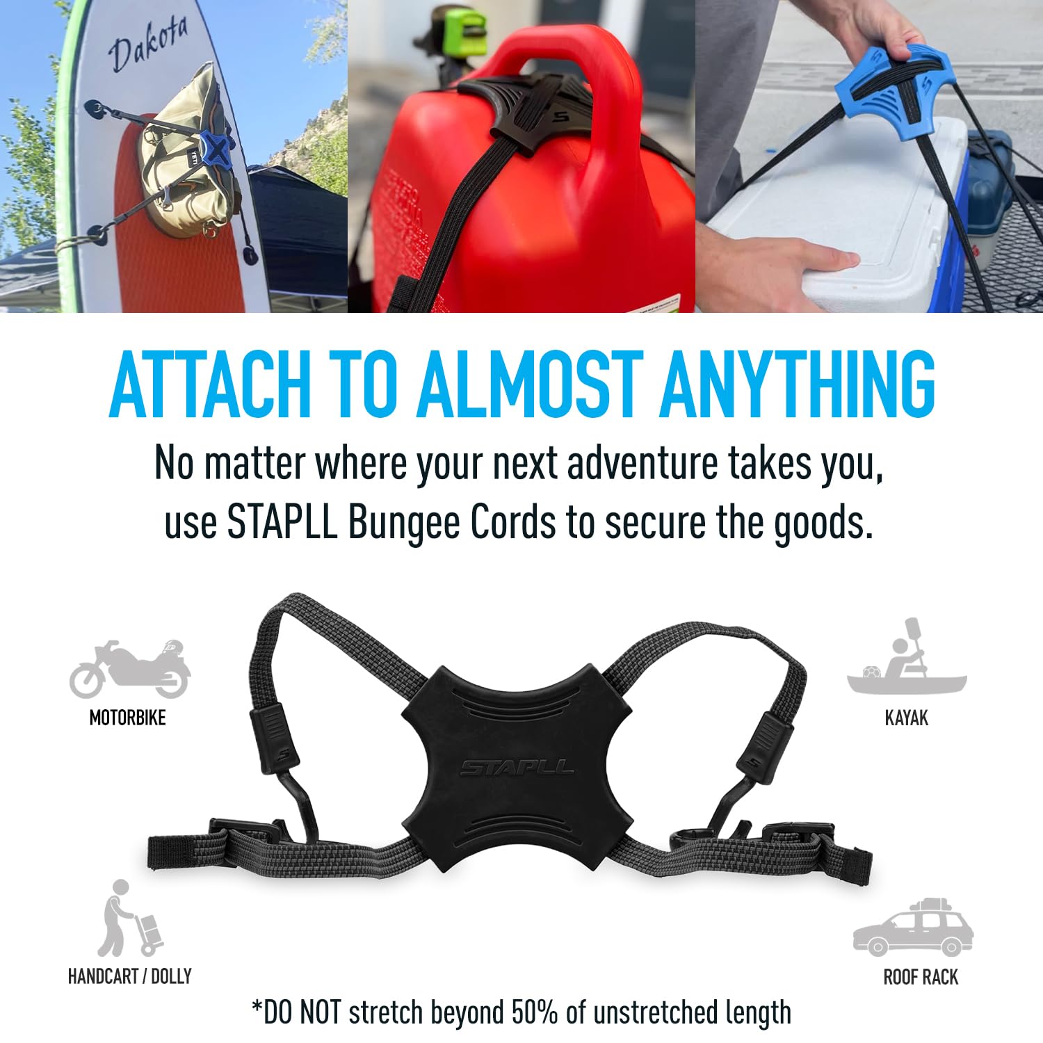 STAPLL reliable tie-downs help organize gear in trucks or trailers.