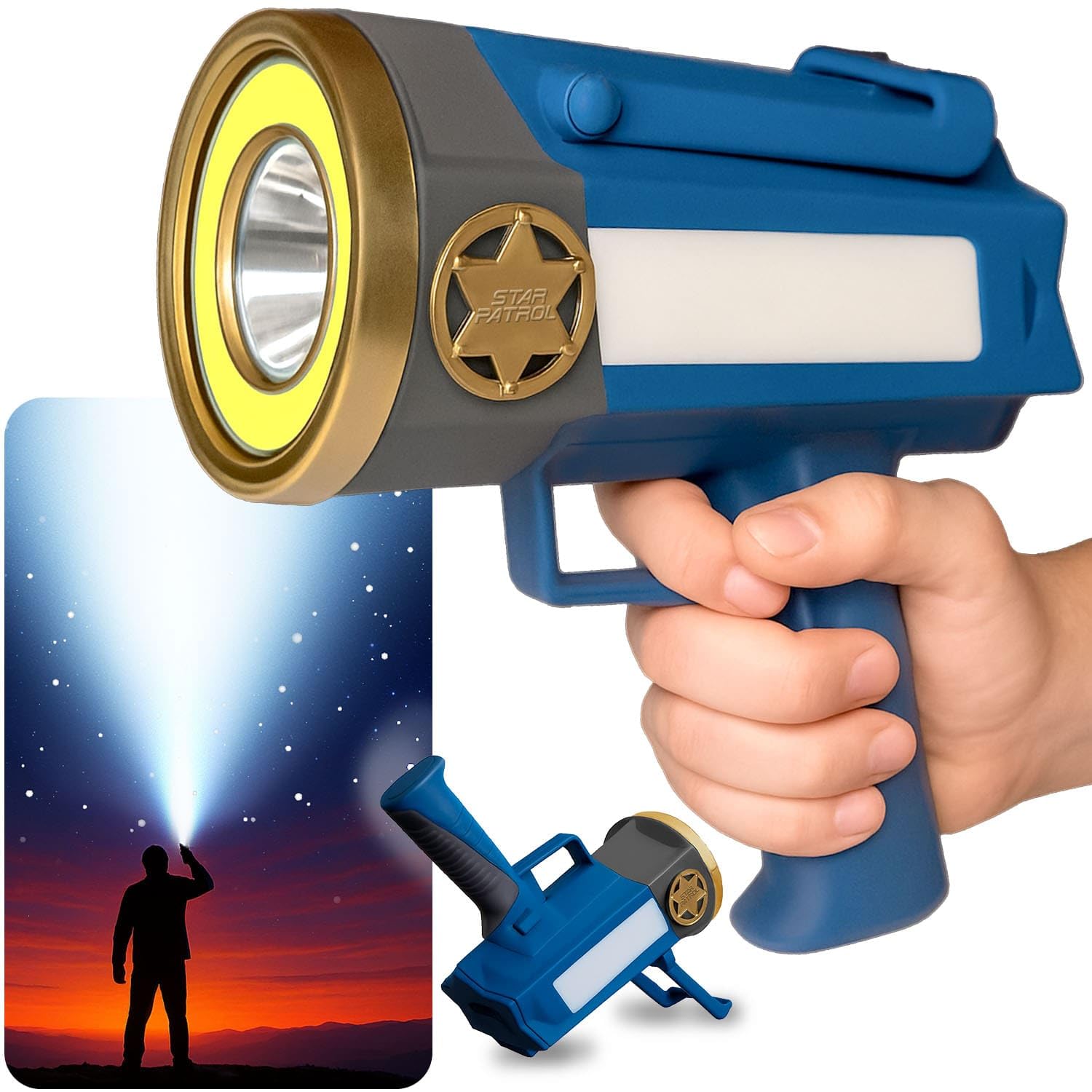 Star Patrol Mega-Bright Spotlight front view with a powerful beam for outdoor visibility.