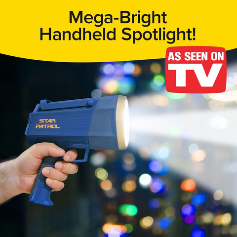 Star Patrol Mega-Bright Spotlight built-in phone charger for emergencies.