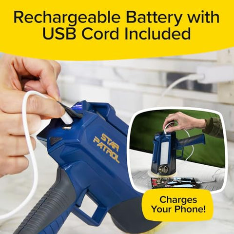 Star Patrol Mega-Bright Spotlight built-in charging port ready for recharge.