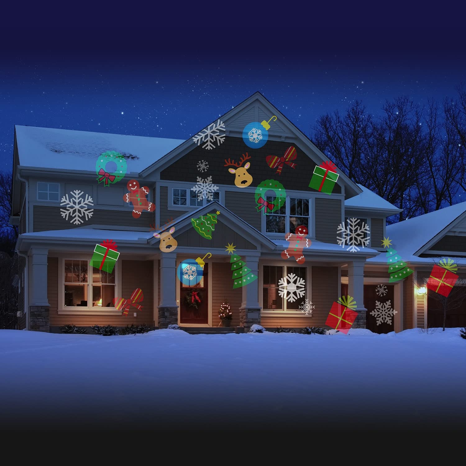 Star Shower Slide Show six-slides included image illustrating multi-holiday decor