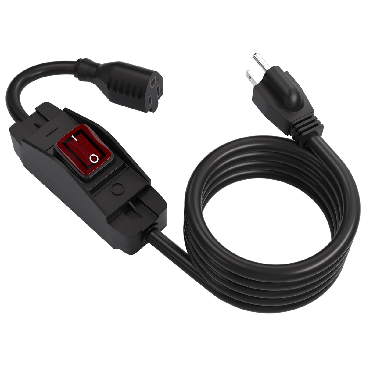 STARELO extension cord with switch for outdoor use, 6ft, waterproof and convenient.