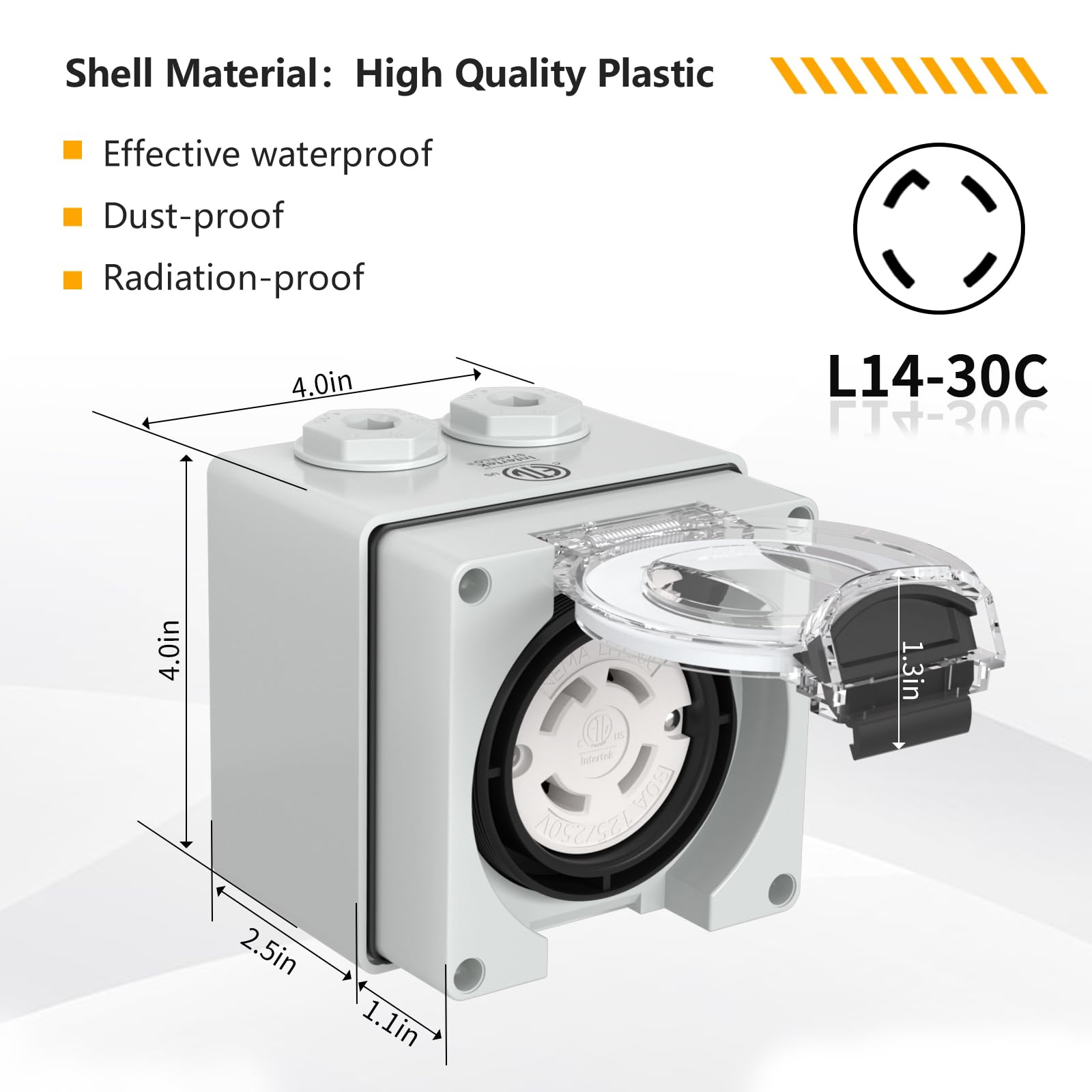 STARELO IP66 weatherproof shell protects the plug from dust and rain.