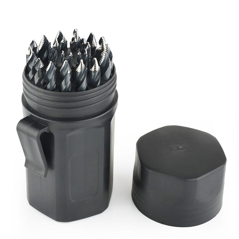 Stark USA 29-piece turbo step drill bit set for fast, clean cuts in acrylic and metal.