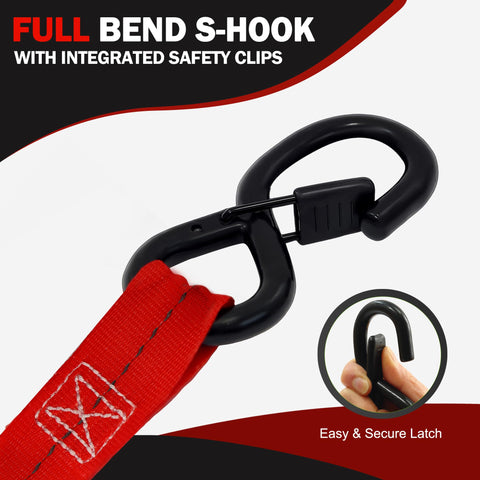 STARLEAPARTS retractable ratchet strap with coated S-hook protecting surfaces during securing.