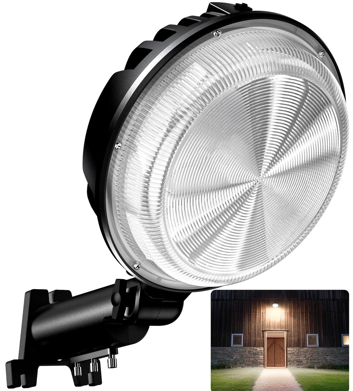 StarMoitic LED barn light showing 150W power for secure outdoor illumination