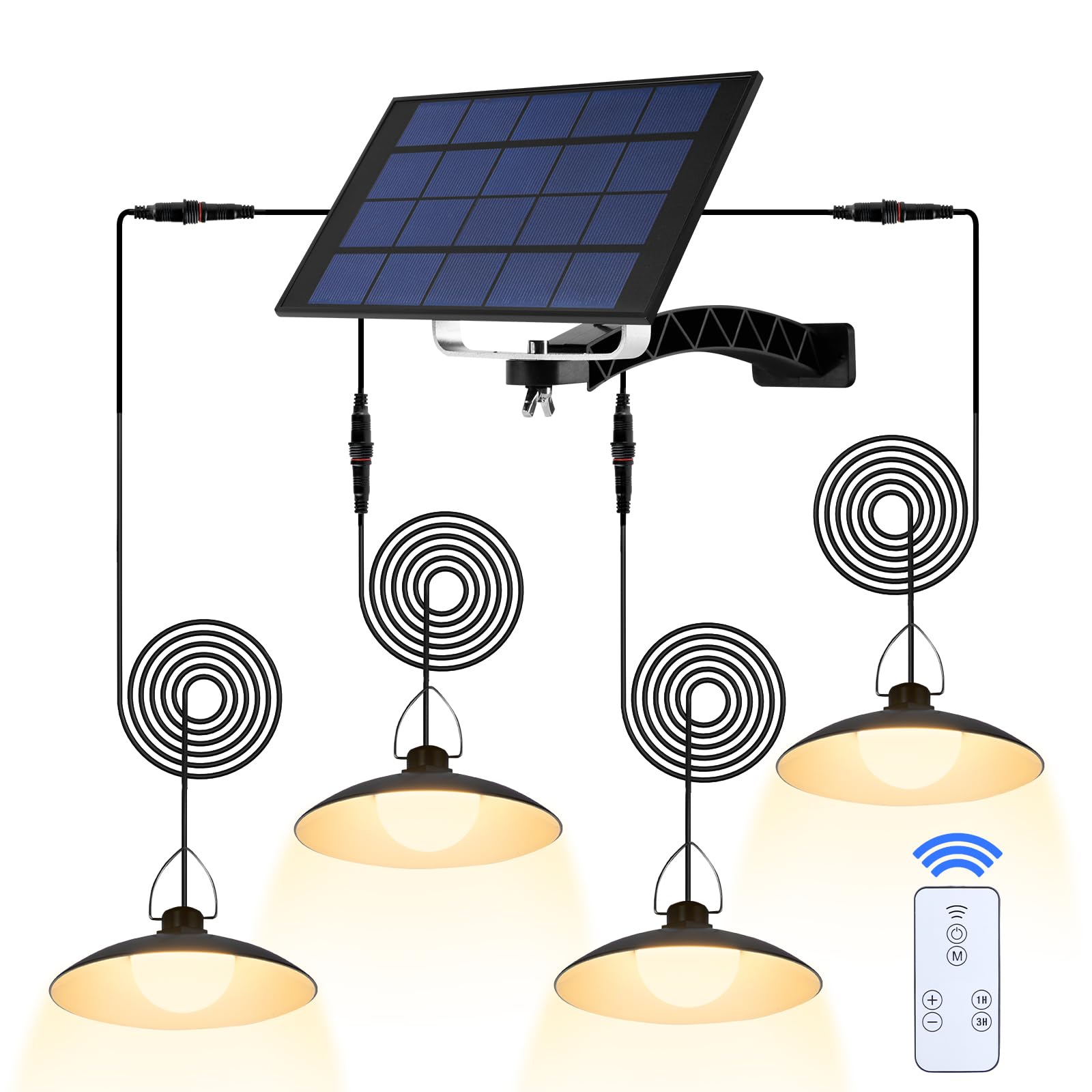 Starnoontek 4-heads pendant solar light outdoors with wide patio coverage