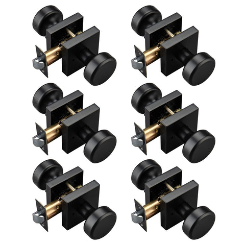 STARPY 6-pack black door knobs with square rosette for modern interiors