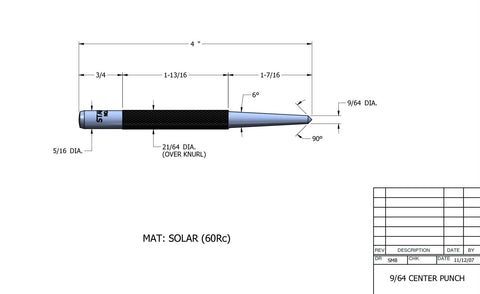 Starrett 117C hardened steel center punch ensures long lasting durability