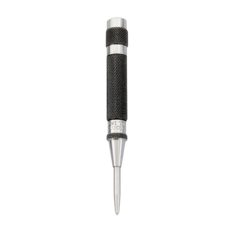 Starrett Automatic Center Punch top view with knurled handle for secure grip and consistent marks.