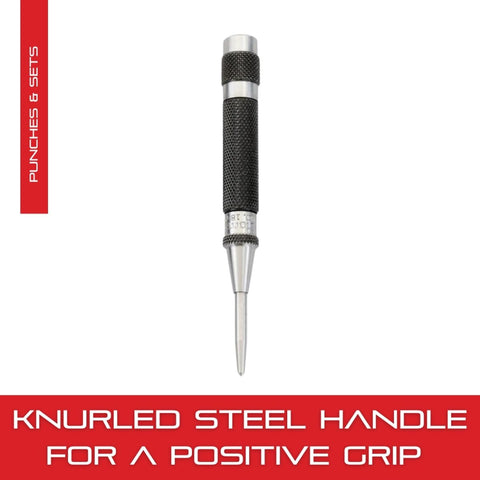Starrett Automatic Center Punch durable steel body ensures long-lasting workshop reliability.