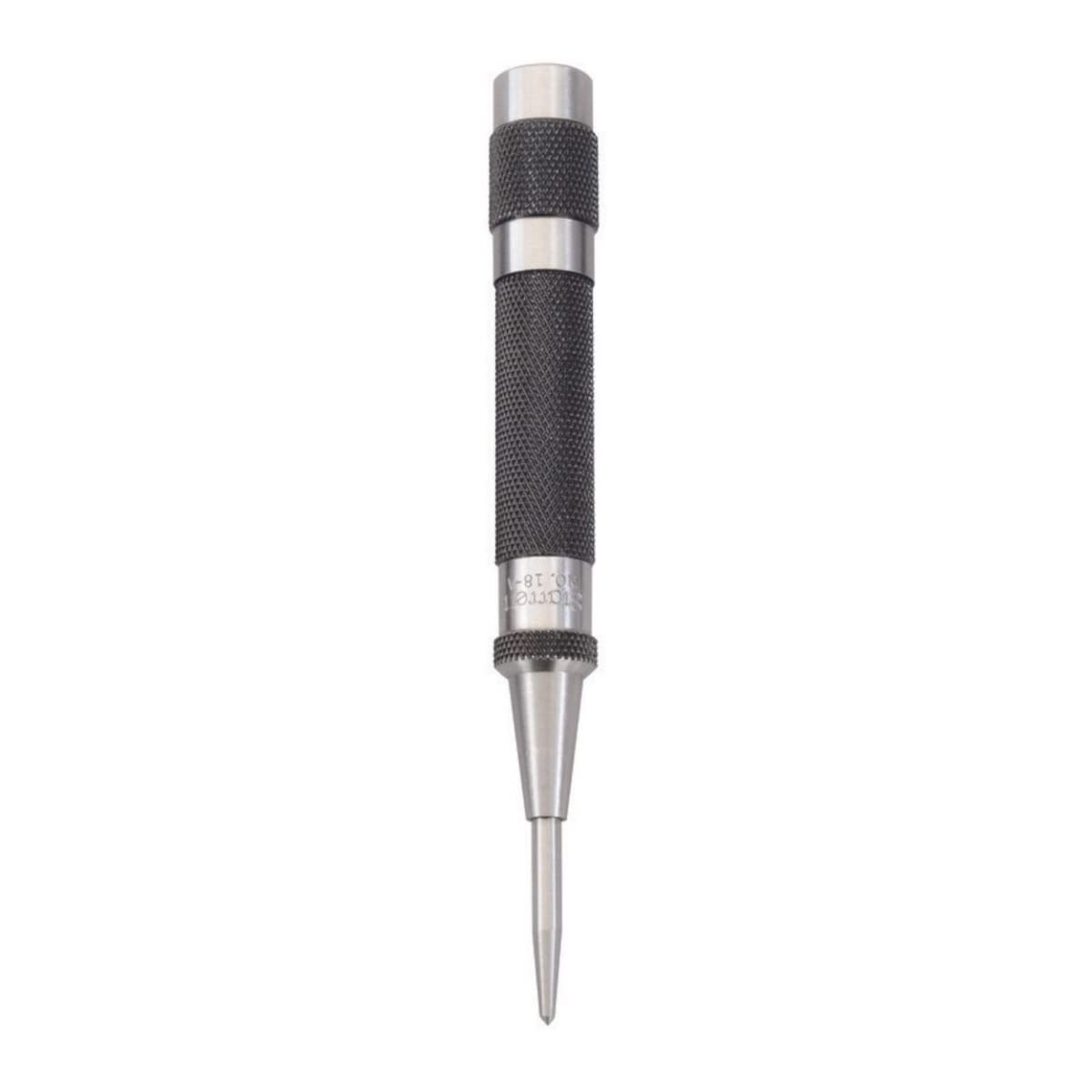 Starrett automatic center punch with knurled handle for precise, hands-free marking.