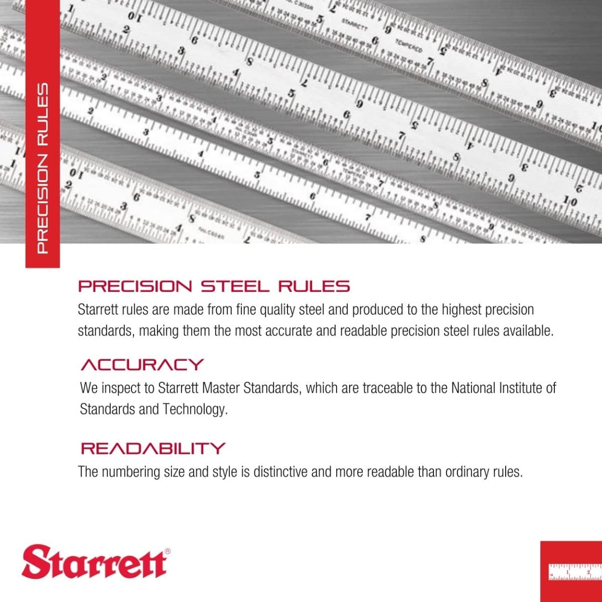 Starrett C604RE 6-inch satin chrome rule end graduations ensure accurate layouts
