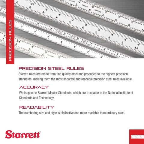 Starrett C604RE 6-inch satin chrome rule end graduations ensure accurate layouts