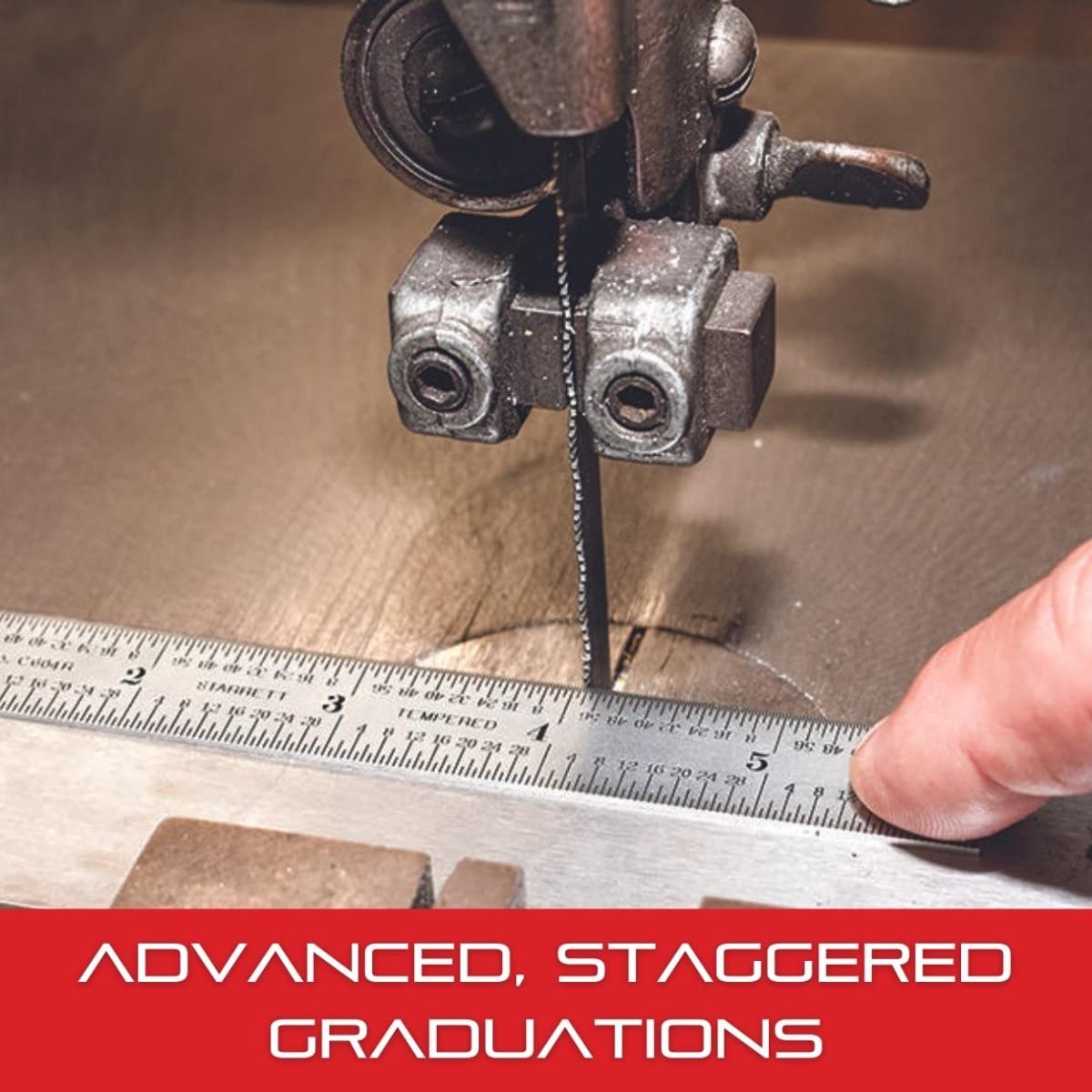 Starrett C604RE 6-inch satin chrome rule shows English and metric graduations for versatility