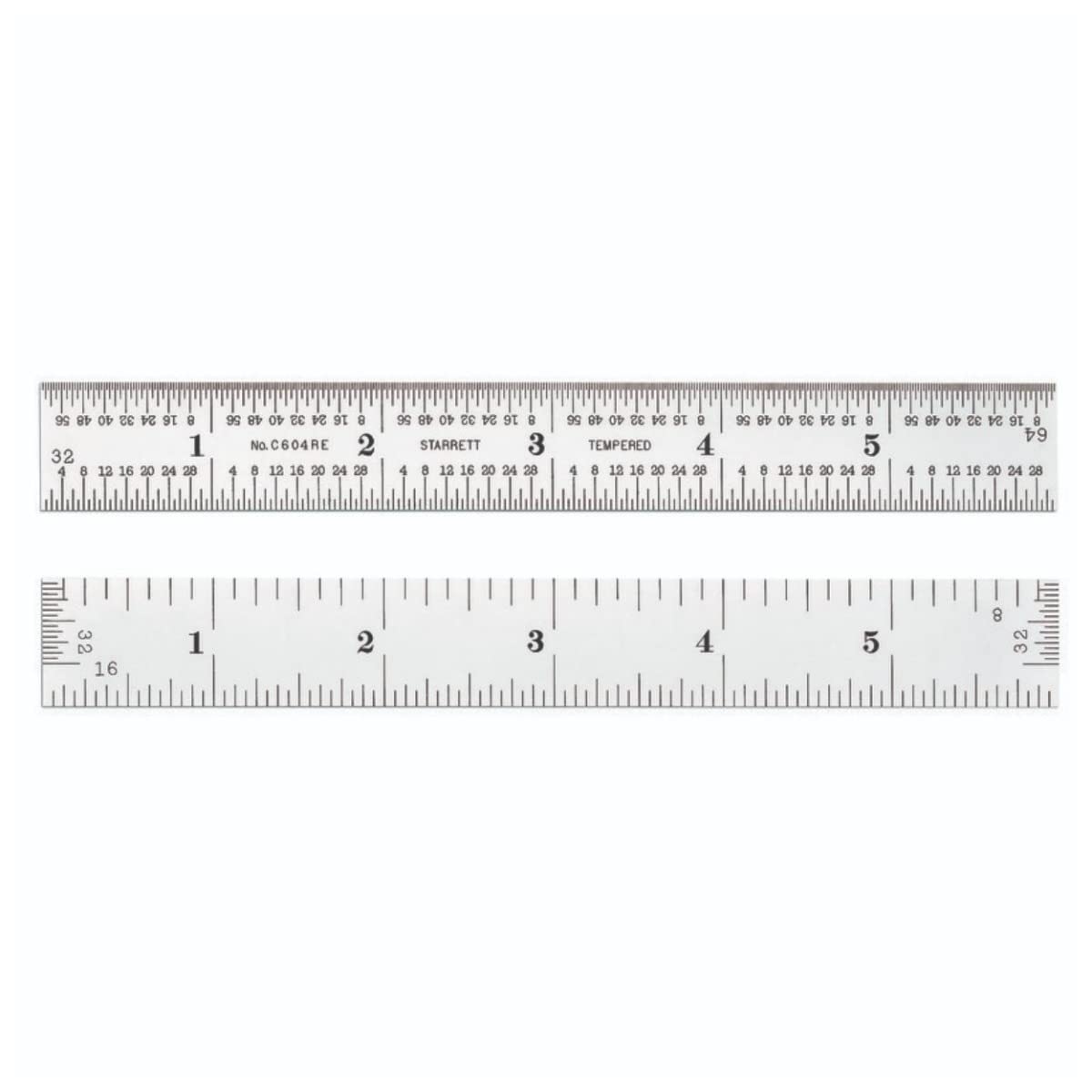 Starrett C604RE 6-inch satin chrome rule front view for durable, precise measurements